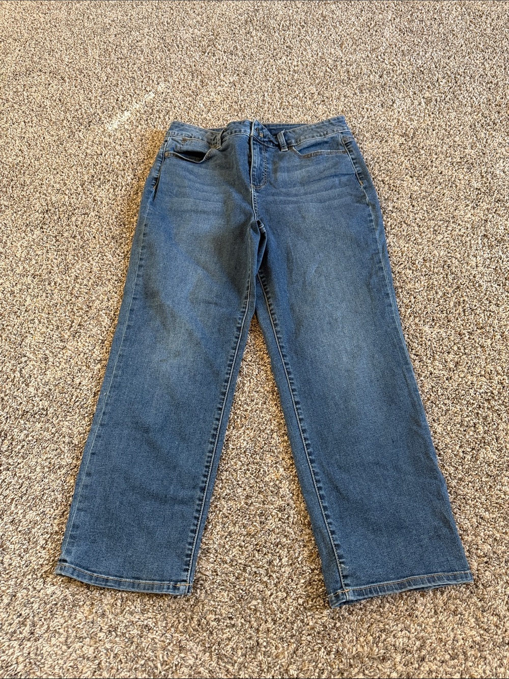 Talbots Women's Relaxed Cropped Straight-Leg Jeans in Blue Wash Size 10/31